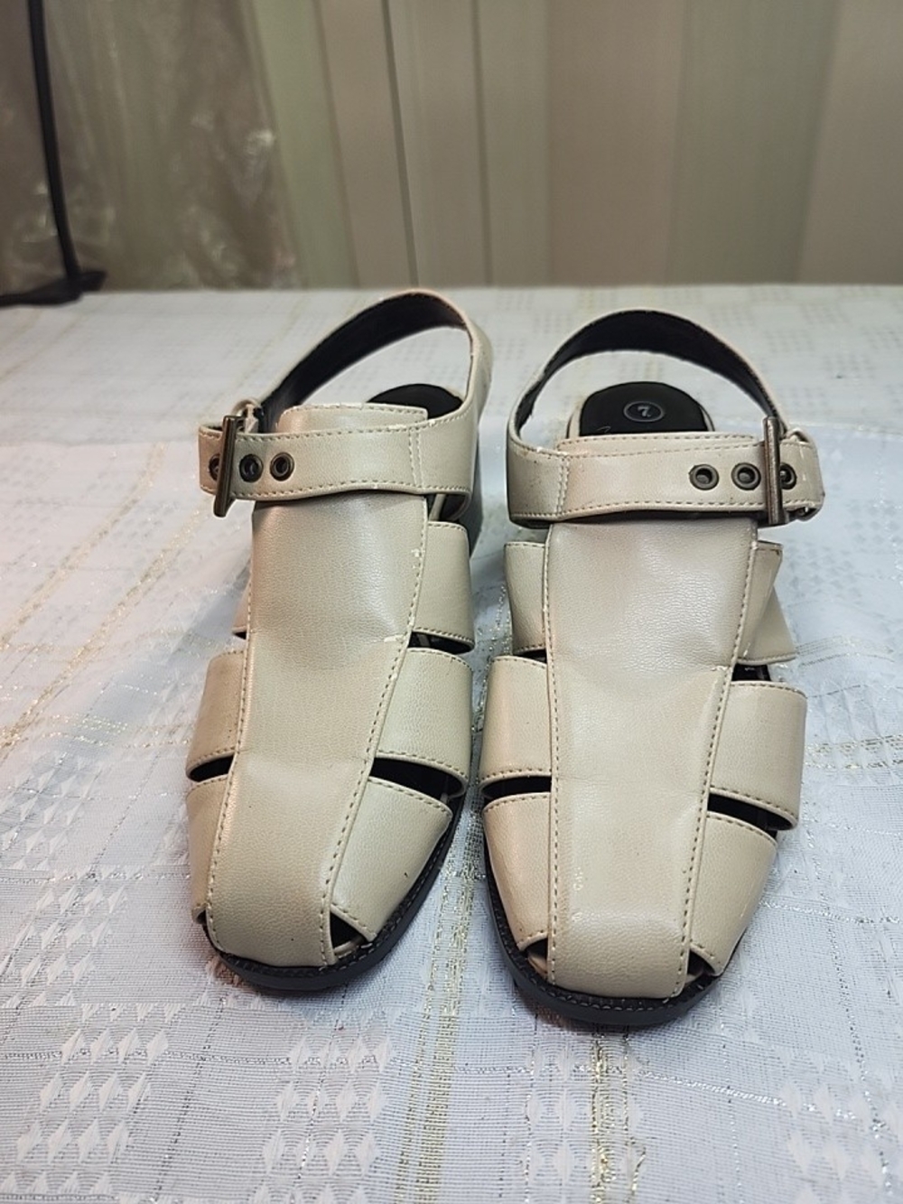 Women's Cream Slingback Fisherman Sandals